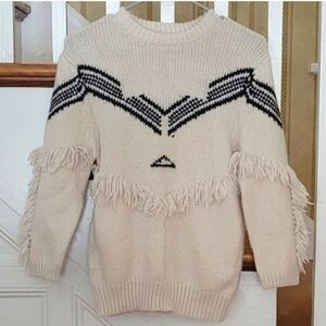 ZARA Cozy Warm Cable Knit Fringe Girl's Kid's Sweater Top Size 11-12